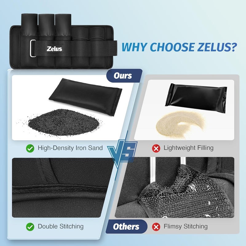 ZELUS 1 Pair Adjustable Ankle Weights, 2 4 6 8 10 lb Modularized Leg Weight Straps for Women Men, Weighted Ankle Weight Set with Removable Sandbags, 1-5 lb per Ankle Strap for Gym Yoga Jogging Walking - Image 3